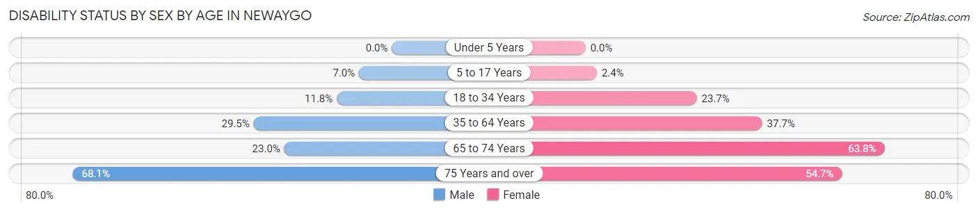 Disability Status by Sex by Age in Newaygo