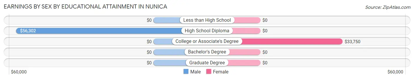 Earnings by Sex by Educational Attainment in Nunica