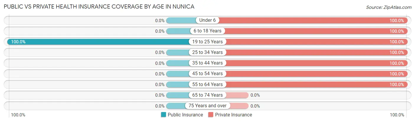 Public vs Private Health Insurance Coverage by Age in Nunica