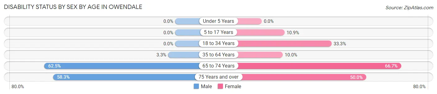 Disability Status by Sex by Age in Owendale