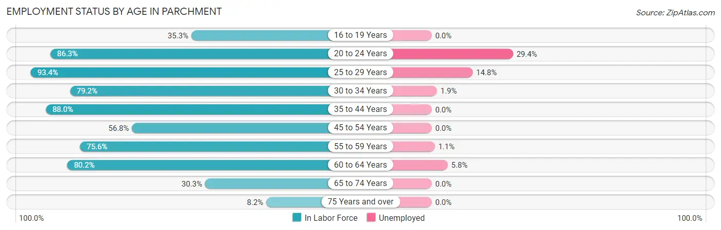 Employment Status by Age in Parchment