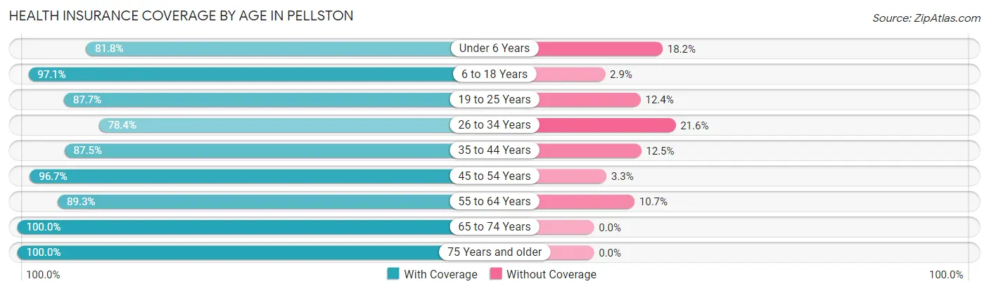 Health Insurance Coverage by Age in Pellston