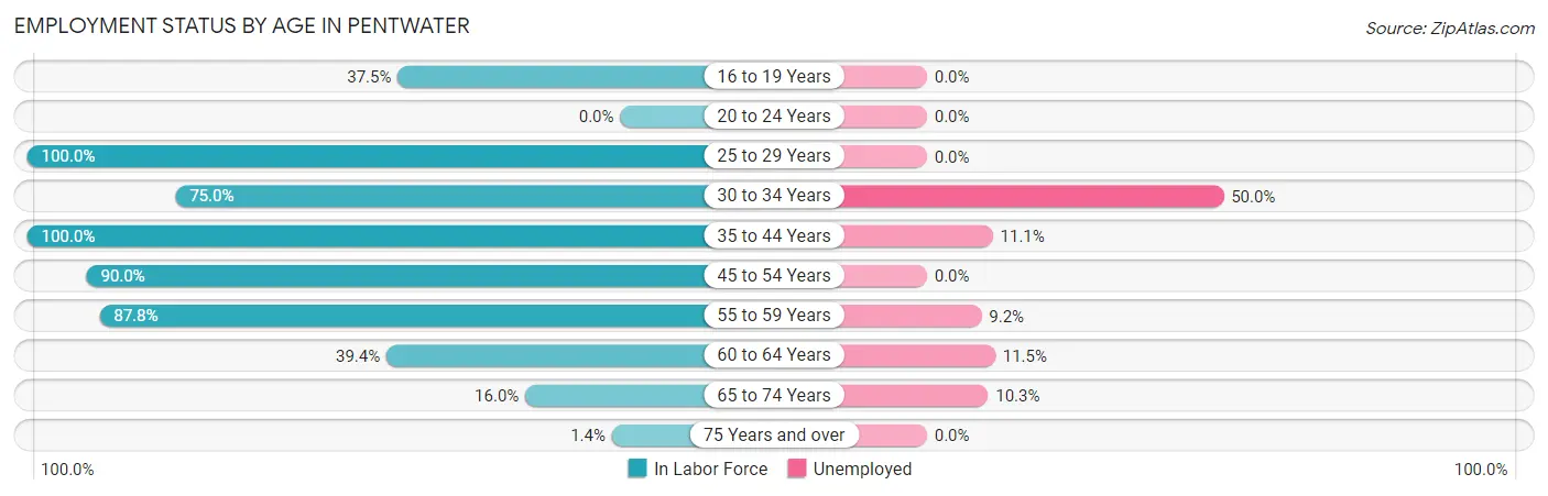 Employment Status by Age in Pentwater