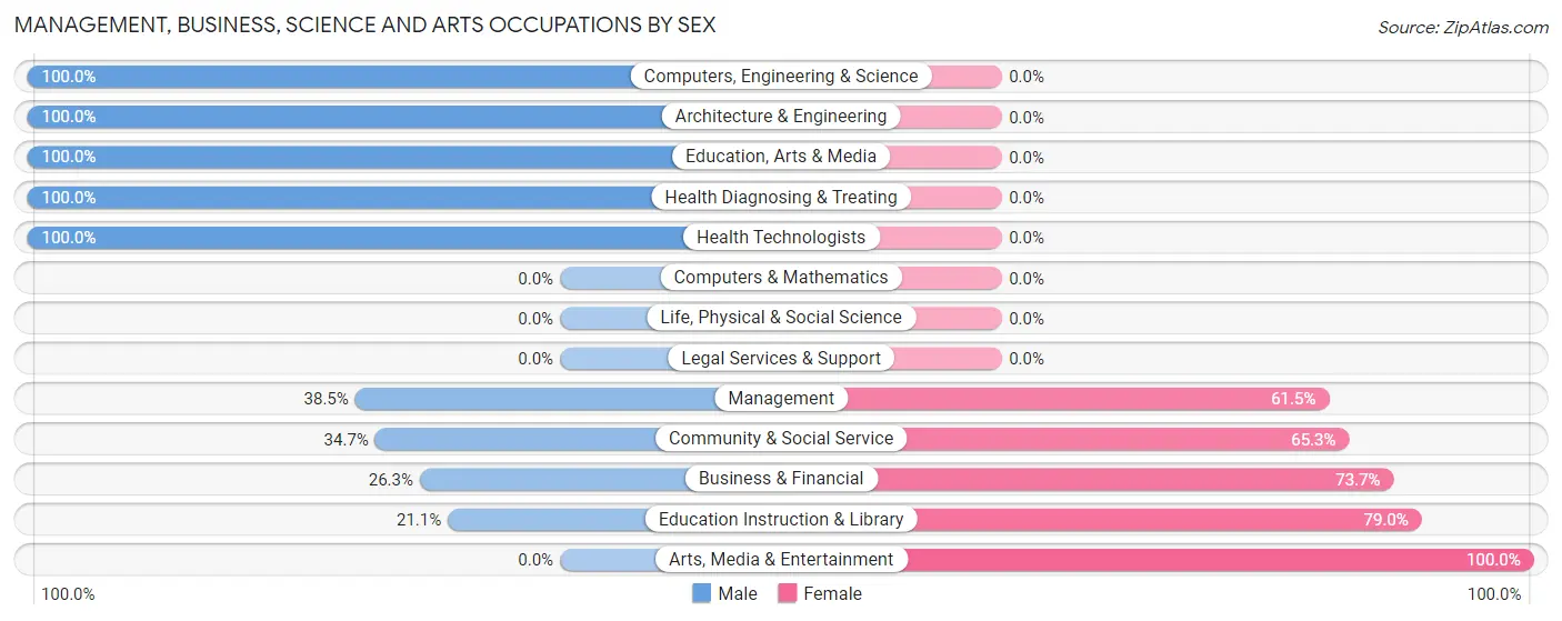 Management, Business, Science and Arts Occupations by Sex in Pentwater