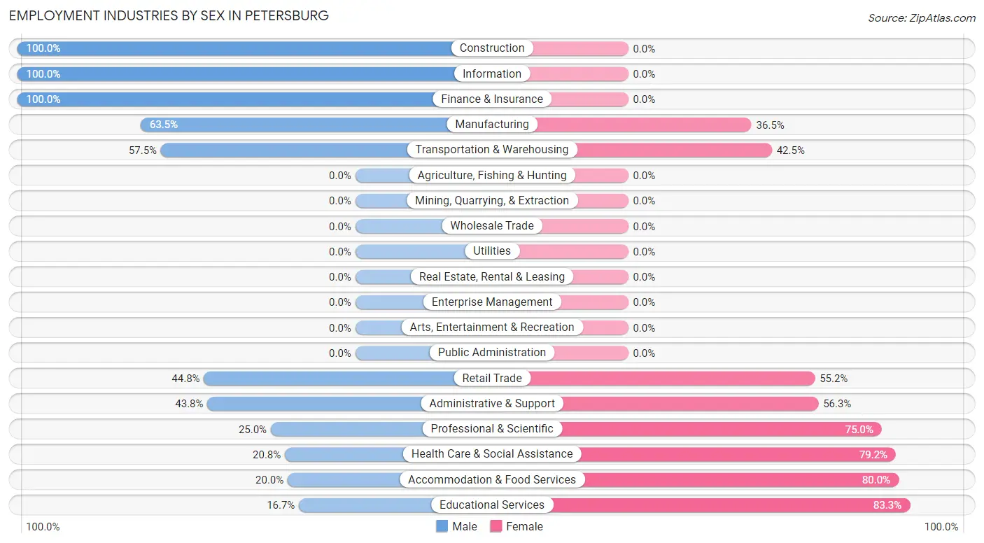 Employment Industries by Sex in Petersburg