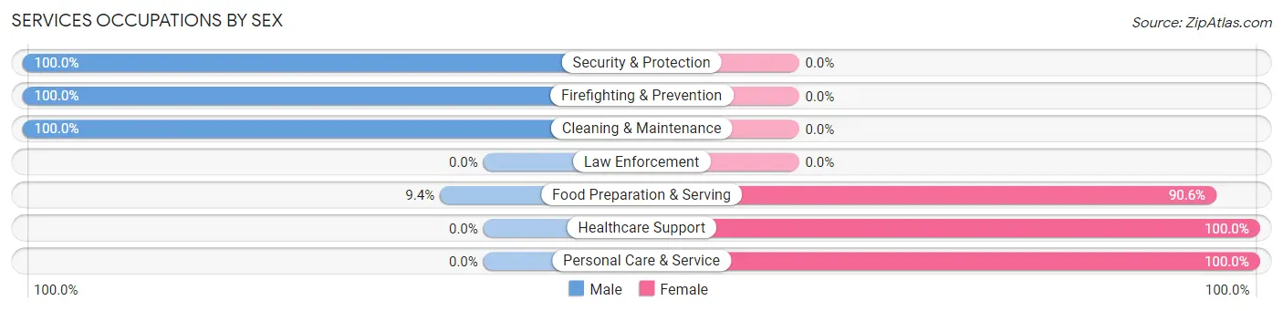 Services Occupations by Sex in Petersburg