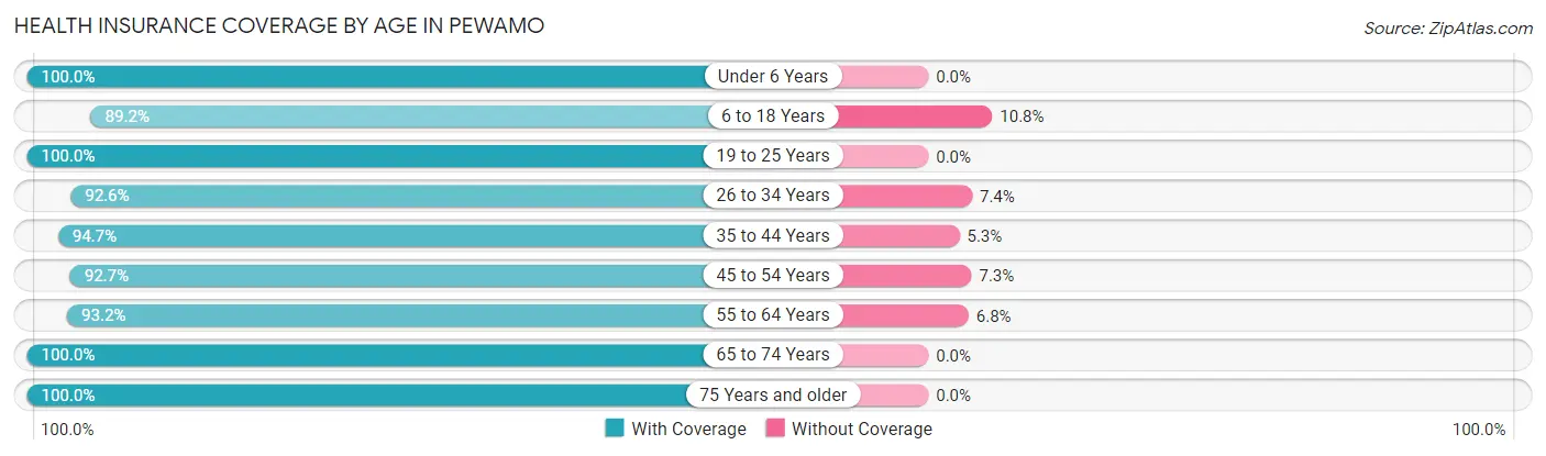 Health Insurance Coverage by Age in Pewamo