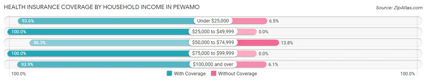 Health Insurance Coverage by Household Income in Pewamo