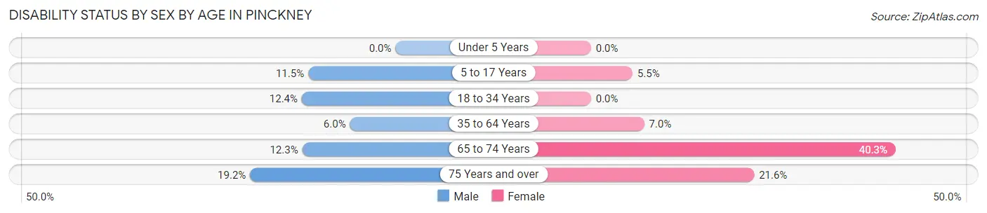 Disability Status by Sex by Age in Pinckney