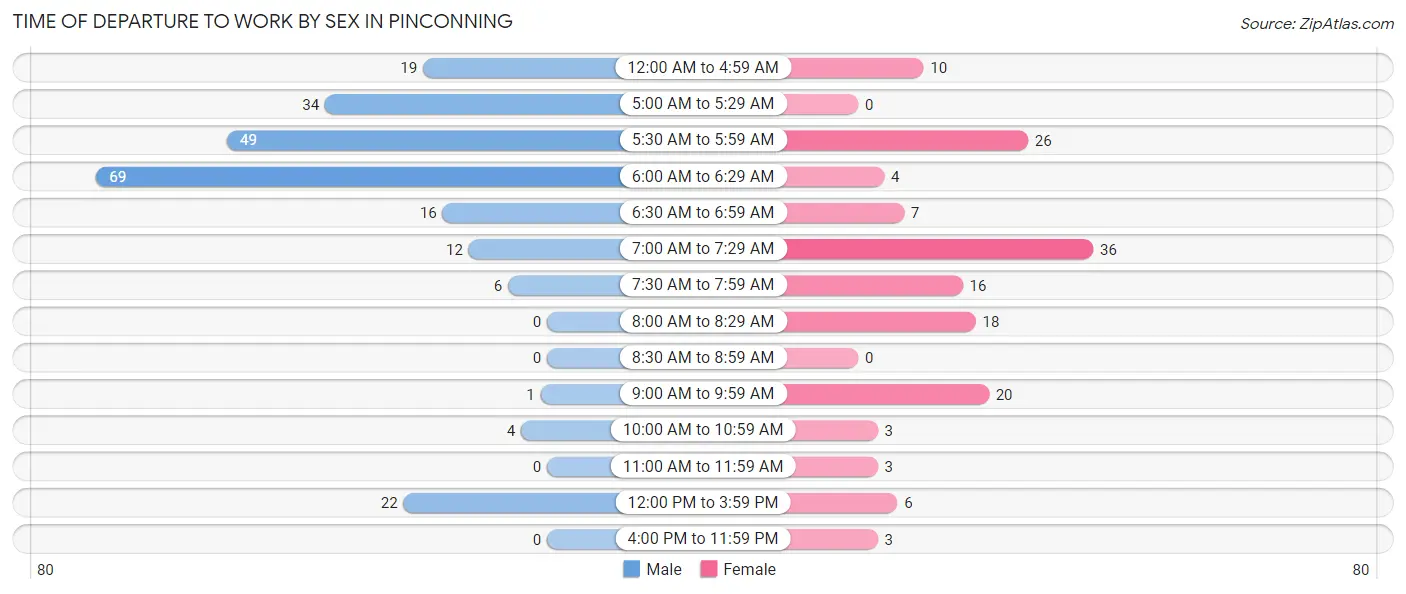 Time of Departure to Work by Sex in Pinconning