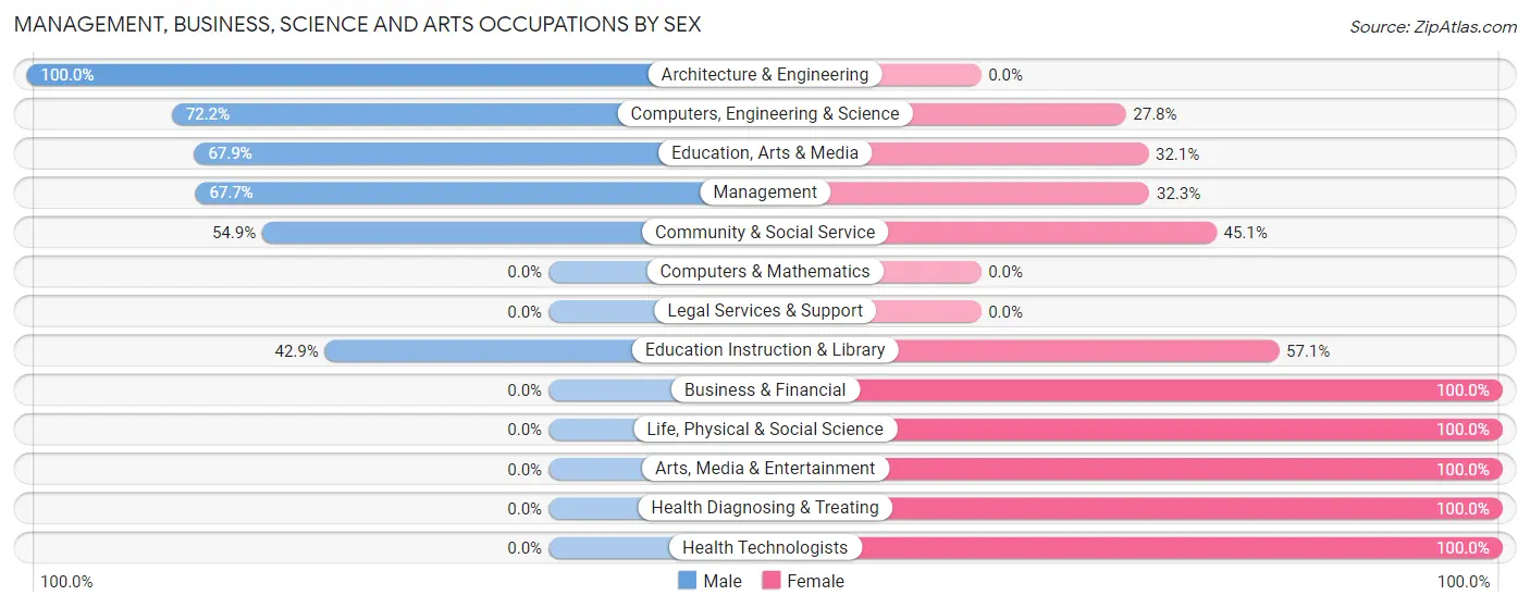 Management, Business, Science and Arts Occupations by Sex in Plainwell