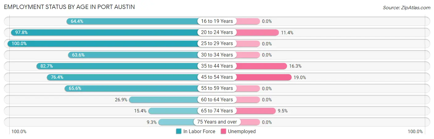 Employment Status by Age in Port Austin
