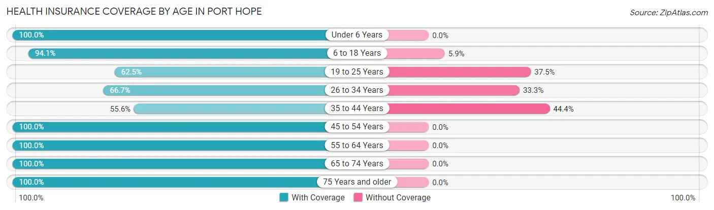 Health Insurance Coverage by Age in Port Hope