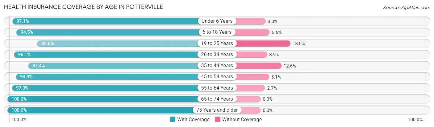 Health Insurance Coverage by Age in Potterville