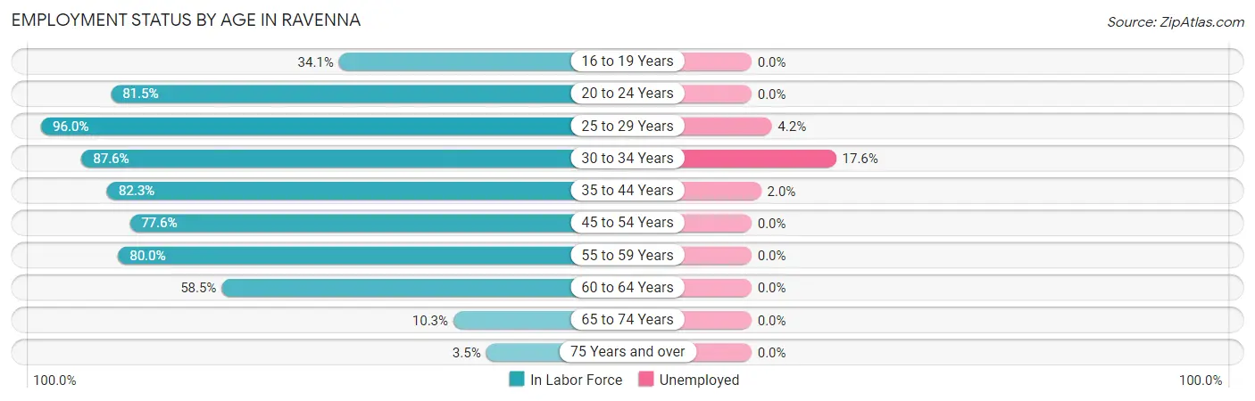Employment Status by Age in Ravenna