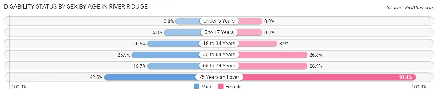 Disability Status by Sex by Age in River Rouge