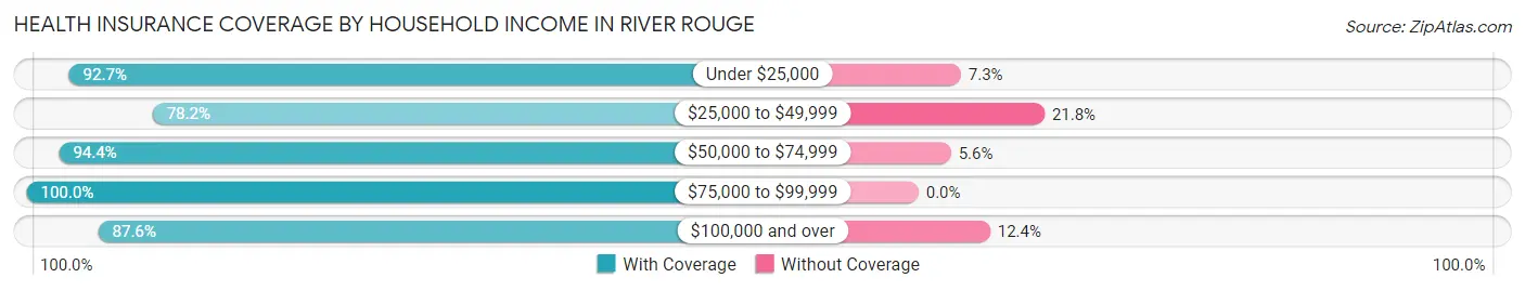 Health Insurance Coverage by Household Income in River Rouge