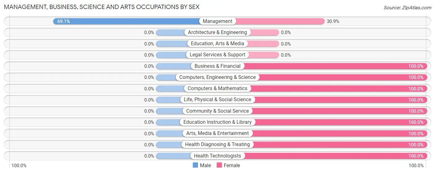 Management, Business, Science and Arts Occupations by Sex in River Rouge