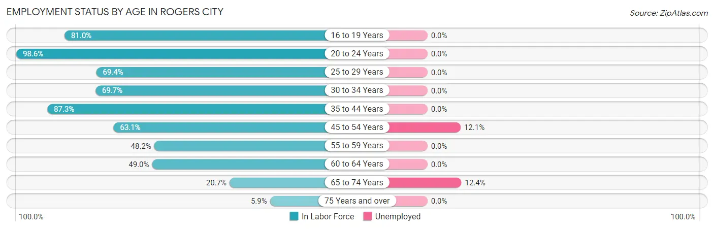 Employment Status by Age in Rogers City
