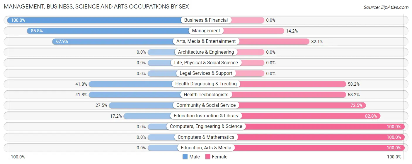 Management, Business, Science and Arts Occupations by Sex in Rogers City