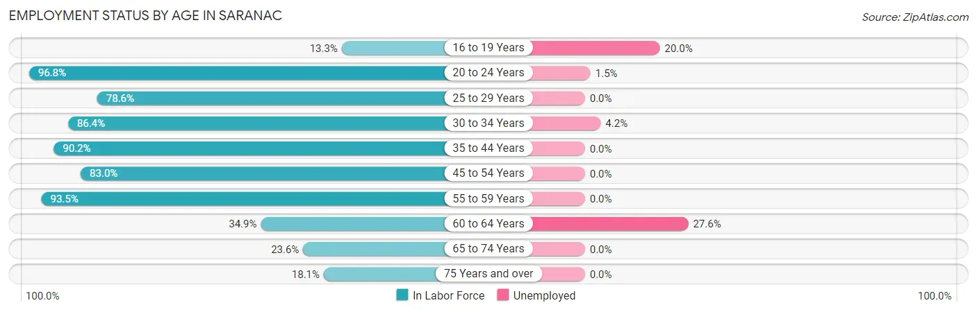 Employment Status by Age in Saranac