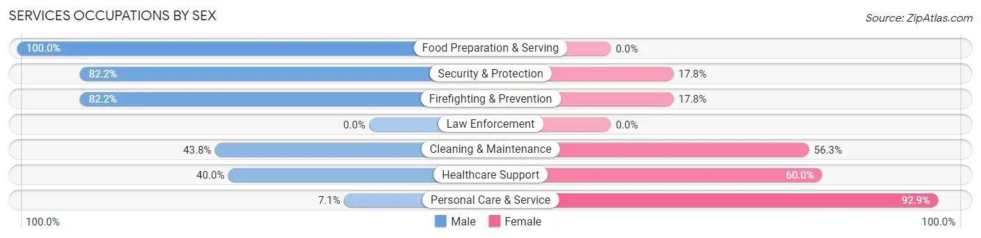 Services Occupations by Sex in Saranac