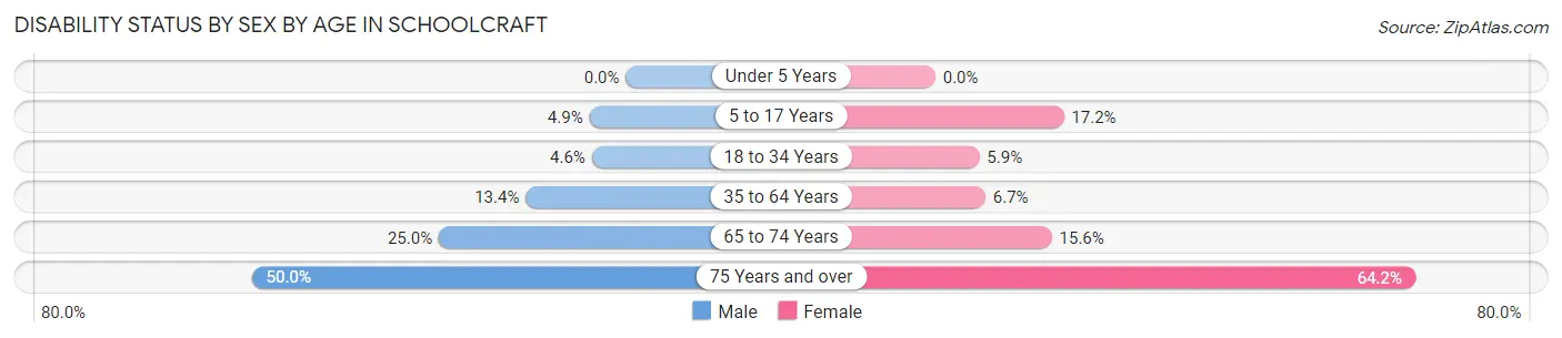 Disability Status by Sex by Age in Schoolcraft