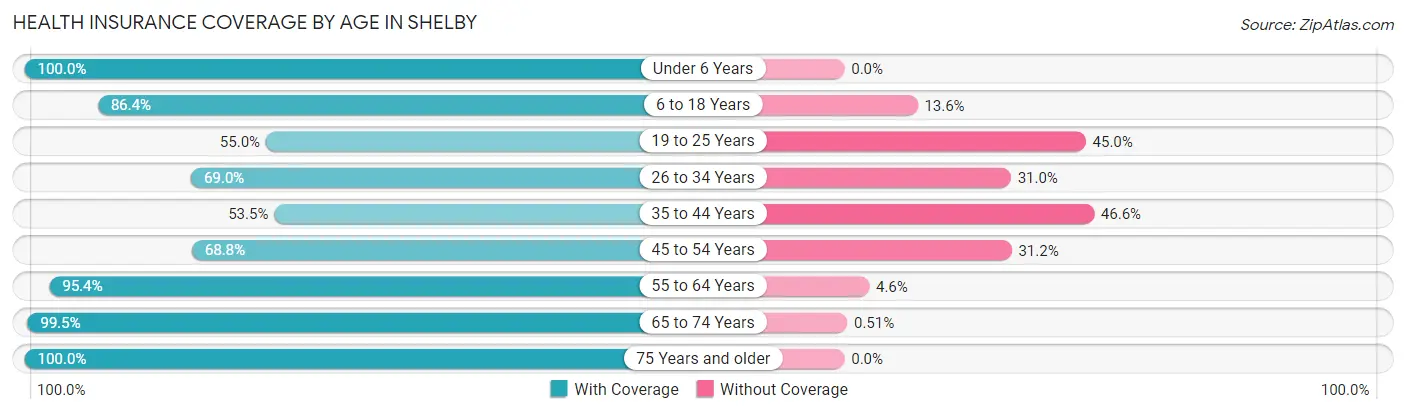 Health Insurance Coverage by Age in Shelby
