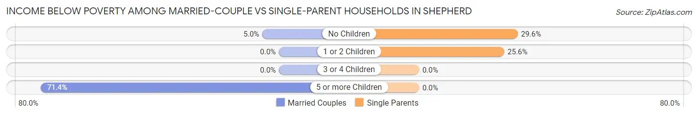 Income Below Poverty Among Married-Couple vs Single-Parent Households in Shepherd