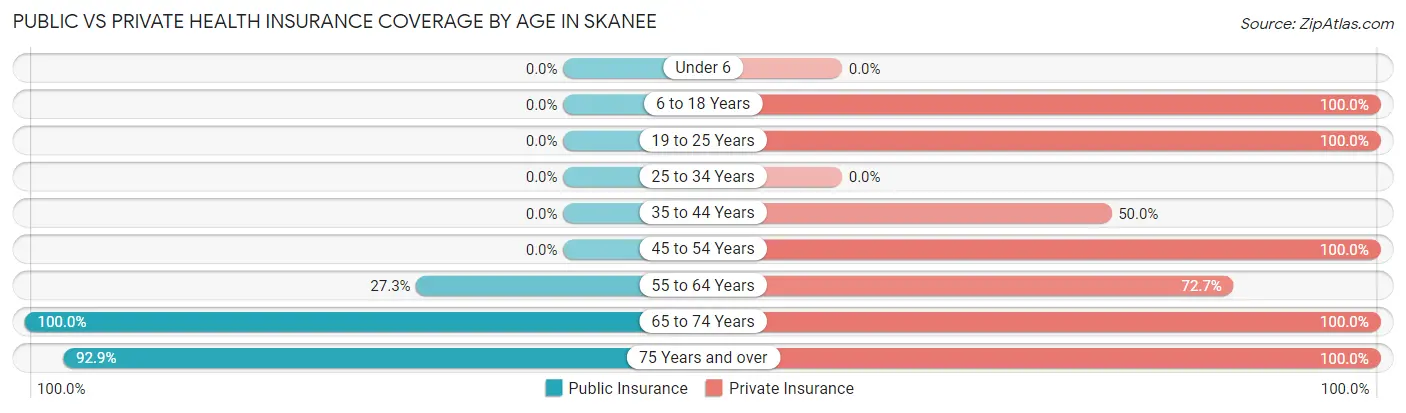Public vs Private Health Insurance Coverage by Age in Skanee