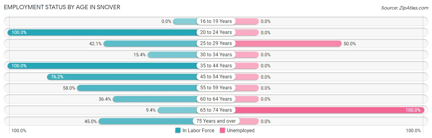 Employment Status by Age in Snover