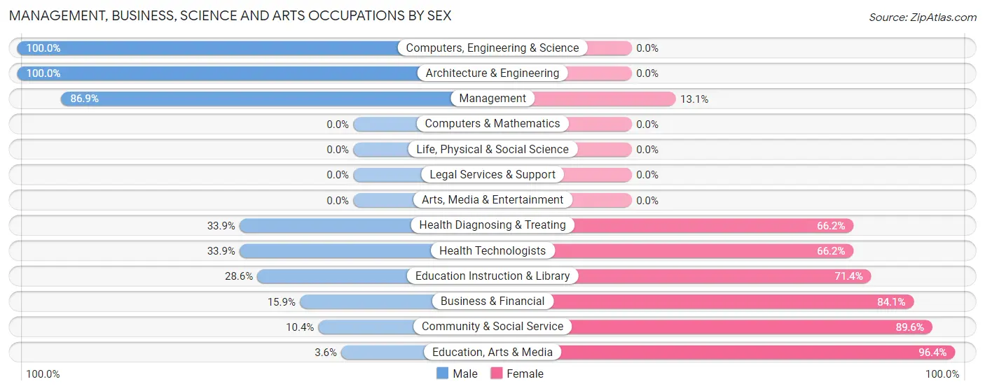 Management, Business, Science and Arts Occupations by Sex in South Gull Lake