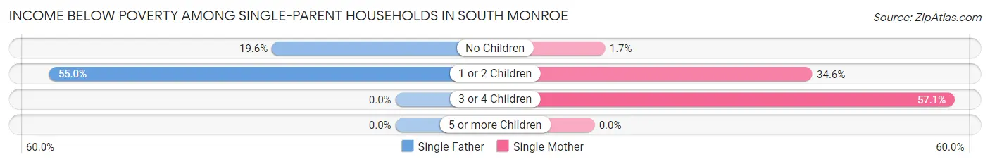 Income Below Poverty Among Single-Parent Households in South Monroe