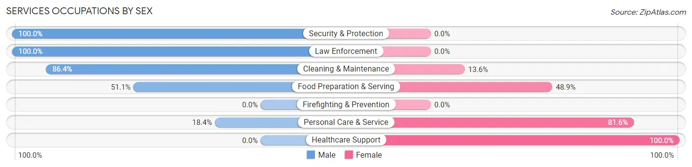 Services Occupations by Sex in St Ignace