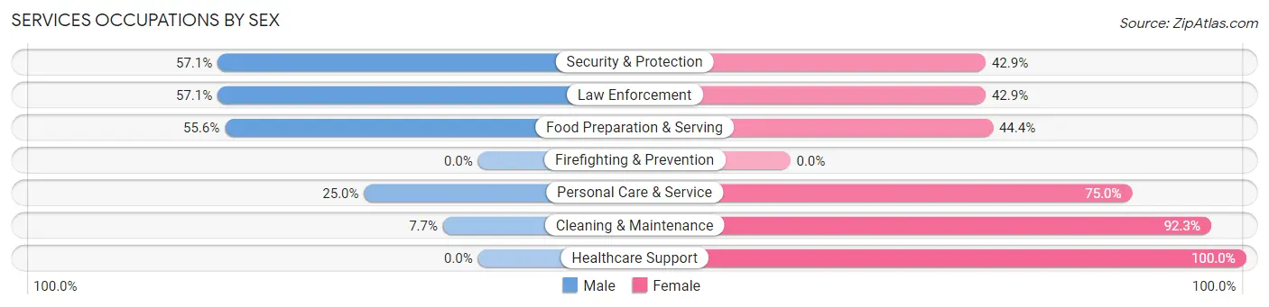 Services Occupations by Sex in Stevensville