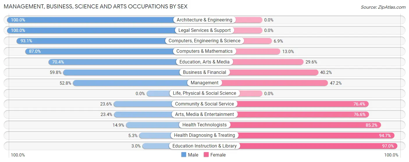 Management, Business, Science and Arts Occupations by Sex in Sturgis