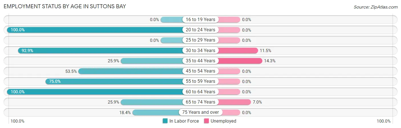 Employment Status by Age in Suttons Bay