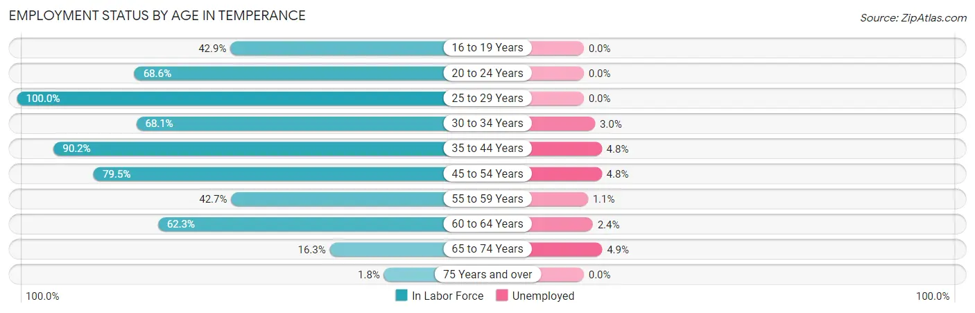 Employment Status by Age in Temperance