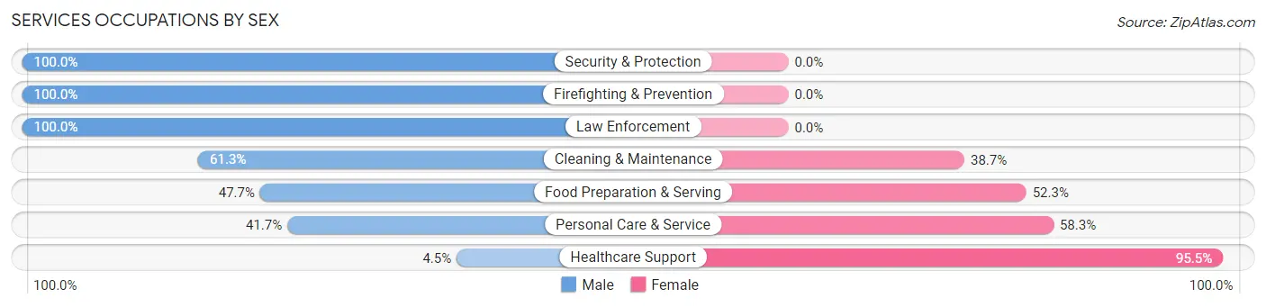Services Occupations by Sex in Traverse City