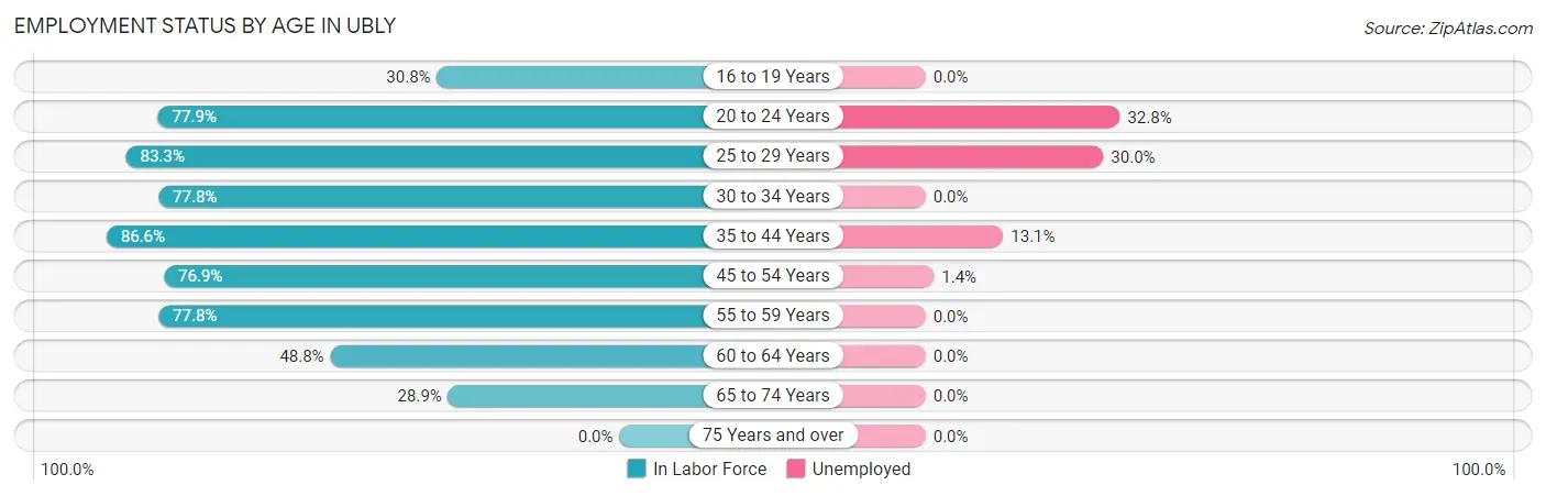 Employment Status by Age in Ubly