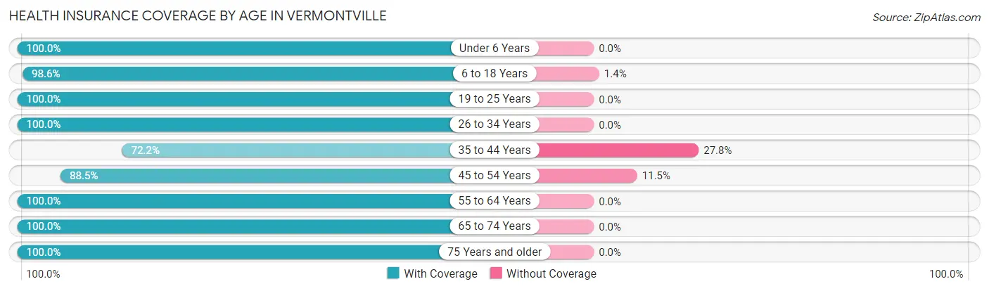 Health Insurance Coverage by Age in Vermontville
