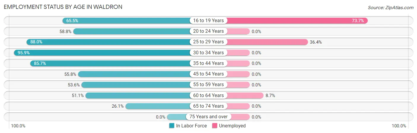 Employment Status by Age in Waldron