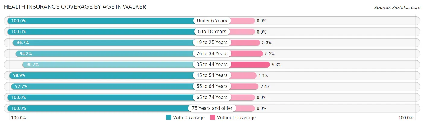 Health Insurance Coverage by Age in Walker