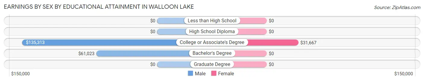 Earnings by Sex by Educational Attainment in Walloon Lake