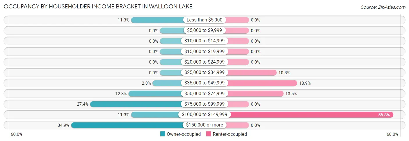 Occupancy by Householder Income Bracket in Walloon Lake