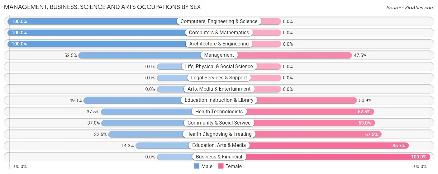 Management, Business, Science and Arts Occupations by Sex in West Branch