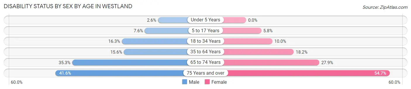 Disability Status by Sex by Age in Westland