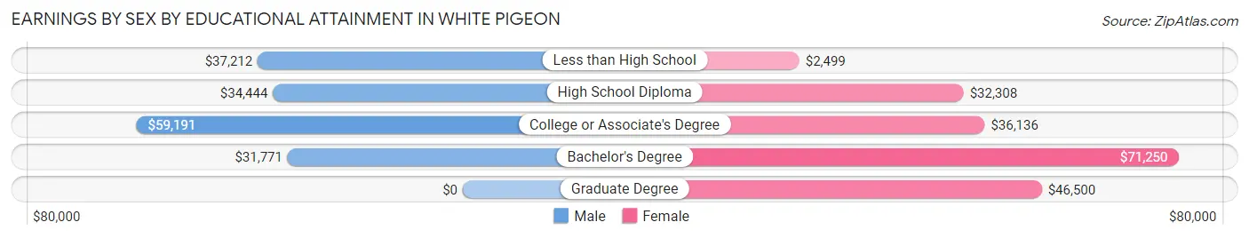 Earnings by Sex by Educational Attainment in White Pigeon
