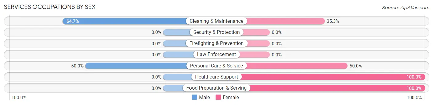 Services Occupations by Sex in White Pigeon