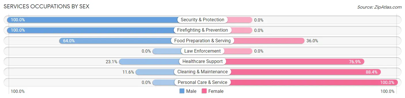 Services Occupations by Sex in Williamston